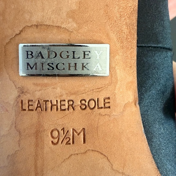 Badgley Mischka Black Satin Embellished Heels - Picture 5 of 11